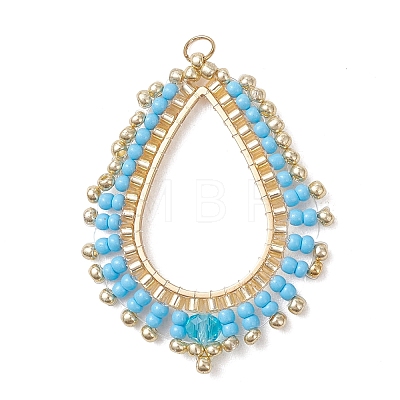 Glass Seed Beaded Pendnats PALLOY-MZ01361-02-1