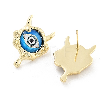 Rack Plating Eye Brass Stud Earrings EJEW-C108-08G-04-1