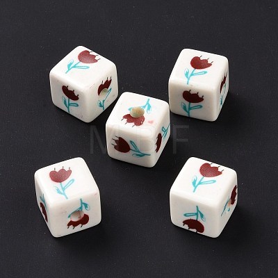 Opaque Printed Acrylic Beads MACR-C007-01J-1