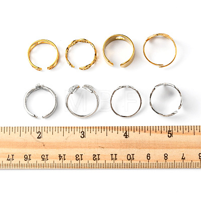 8Pcs 8 Style Triangle & Heart & Butterfly & Wave 201 & 304 Stainless Steel Open Cuff Rings Set for Men Women RJEW-FS0001-03-1