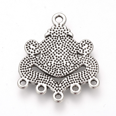 Tibetan Style Alloy Cabochon and Rhinestone Connector Settings TIBE-Q075-11AS-LF-1