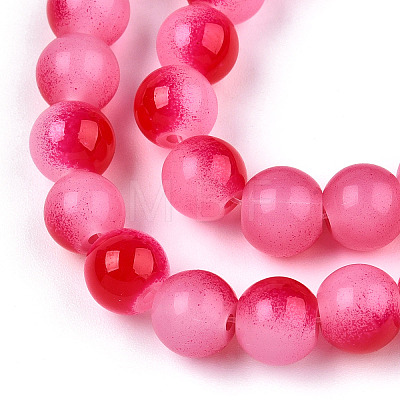 Baking Painted Imitation Jade Glass Round Bead Strands DGLA-N003-8mm-07-1