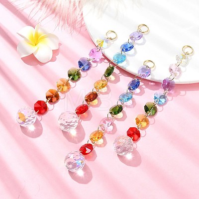 4Pcs 4 Styles Glass Octagonal Bead Hanging Suncatchers HJEW-JM02215-02-1