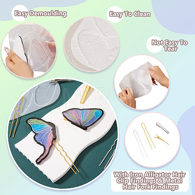 1Pc DIY Butterfly Hair Clip Silicone Molds DIY-TA0016-03-1
