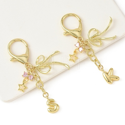 Brass Micro Pave Cubic Zirconia & Alloy Pendant Decorations HJEW-YW00460-01-1