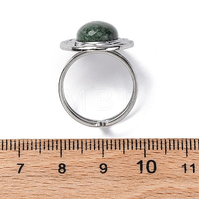 Oval Natural Moss Agate Finger Rings RJEW-M063-01P-08-1