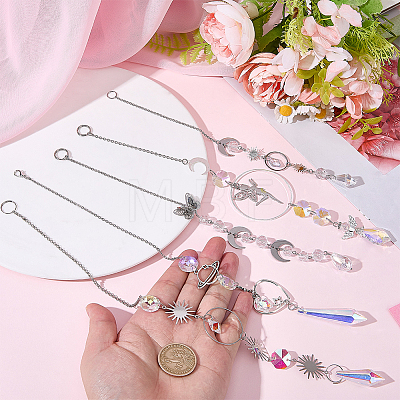 5Pcs Alloy Planet Moon Hanging Ornaments HJEW-BM0001-47-1