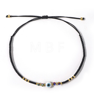Glass Seed Beads & Resin Braided Bead Bracelets TK7632-8-1