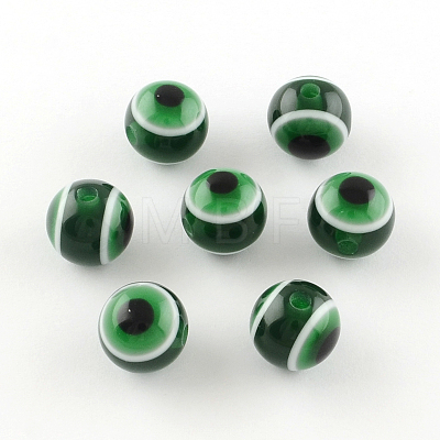 Round Evil Eye Resin Beads RESI-R159-8mm-09-1