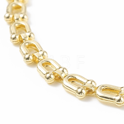 Brass Initial Letter U Link Chain Anklet for Women AJEW-AN00489-1