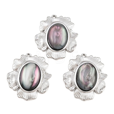 Natural Shell Oval Pendants STAS-Z202-13P-1