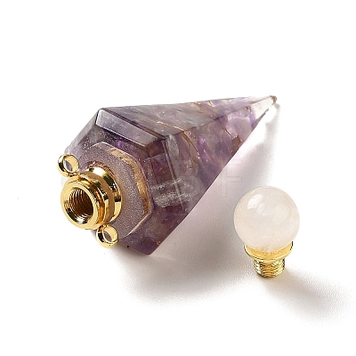 Natural Amethyst Perfume Bottle Pendants G-H285-01G-01-1