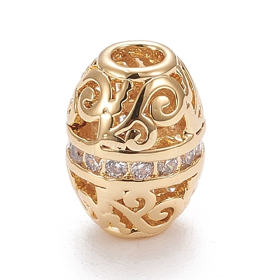Brass Micro Pave Clear Cubic Zirconia Beads LS-KK-K243-12G-1