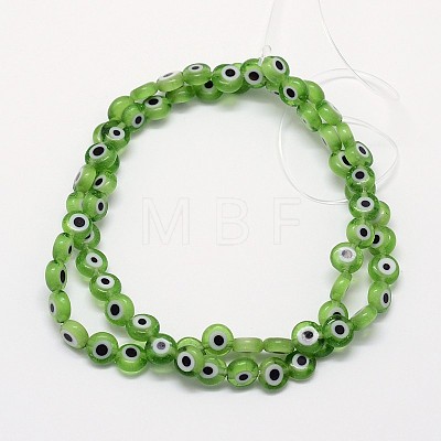 Handmade Evil Eye Lampwork Flat Round Bead Strands LAMP-L058-10mm-02-1