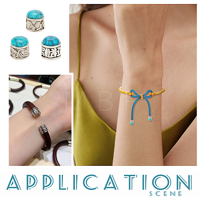  24Pcs 3 Style Synthetic Turquoise Cord Ends FIND-NB0004-27-1
