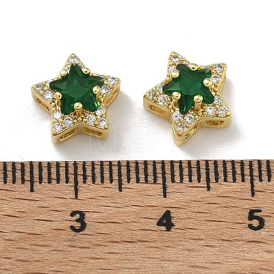 Brass Micro Pave Cubic Zirconia Slide Charms KK-D226-02G-02-1