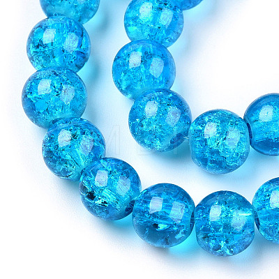 Spray Painted Crackle Transparent Glass Beads Strands CCG-Q001-10mm-06-A-1