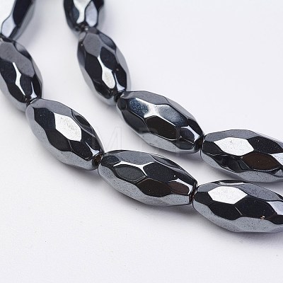 Non-magnetic Synthetic Hematite Beads Strands G-F396-13-6x12mm-1