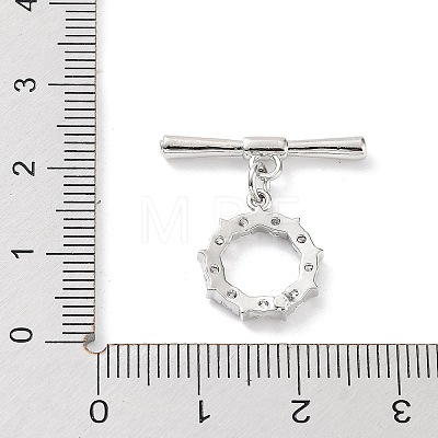 Rack Plating Brass Micro Pave Clear Cubic Zirconia Toggle Clasps KK-P247-13P-1