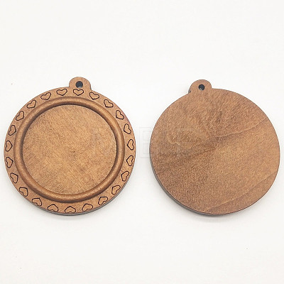 Wooden Pendant Cabochon Settings WOOD-WH0034-89C-1