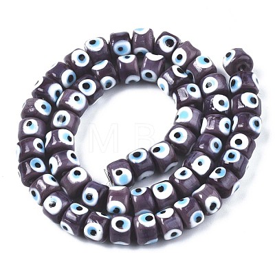 Handmade Evil Eye Lampwork Beads Strands LAMP-WH0006-05F-1