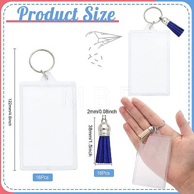 16Pcs Rectangle Acrylic Photo Frame Keychain KEYC-CA0001-34-1