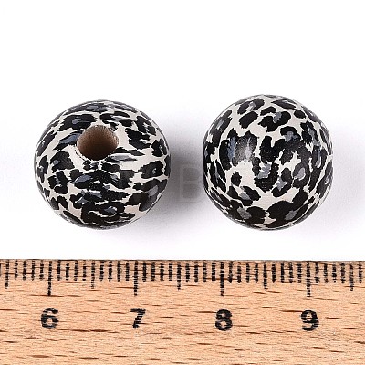 Printed Schima Wood Beads WOOD-N017-01B-1