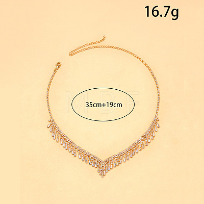 Alloy Crystal Rhinestone Teardrop Tassel Bib Necklaces for Women WG5EA35-02-1