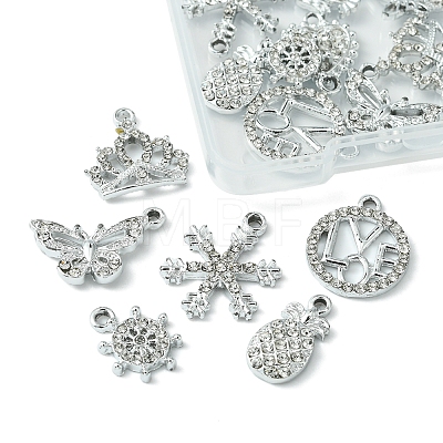 20Pcs 10 Style Alloy Crystal Rhinestone Pendants ALRI-FS0001-01-1