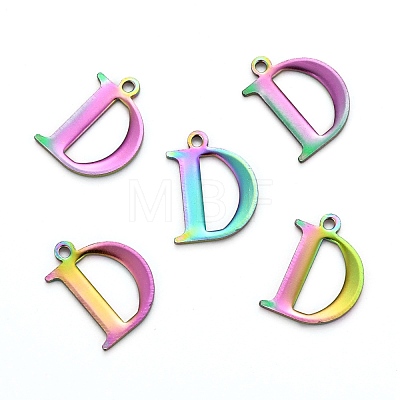 Ion Plating(IP) 304 Stainless Steel Alphabet Charms STAS-H122-D-M-1