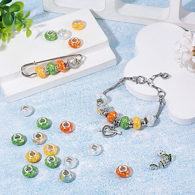 50Pcs 5 Colors Transparent Resin Rondelle European Beads RESI-TA0005-63A-1