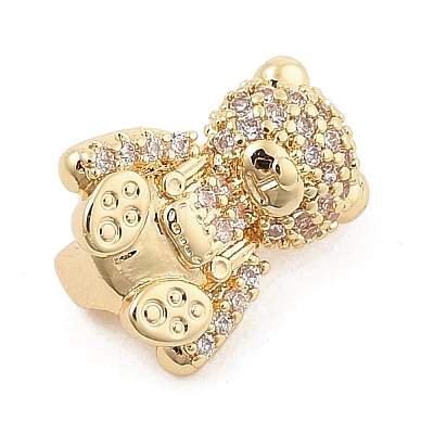 Brass Micro Pave Cubic Zirconia Slide Charms ZIRC-I068-13G-1