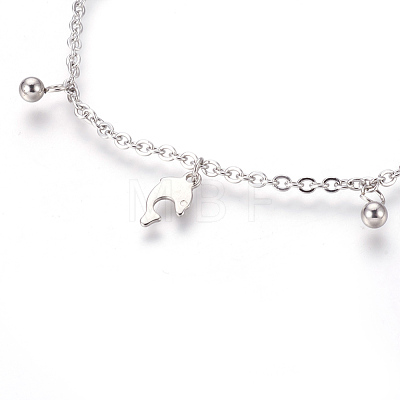 304 Stainless Steel Charm Anklets AJEW-O028-03P-1