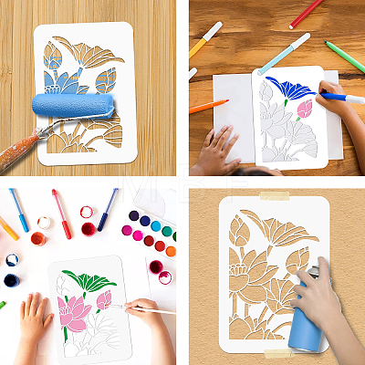 4Pcs 4 Styles PET Hollow Out Drawing Painting Stencils DIY-WH0416-0008-1