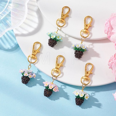 Glass Seed Beaded Pendant Decorations HJEW-MZ00401-1