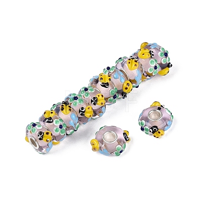 3D Lampwork & Brass Core European Beads LAMP-Q042-01C-1