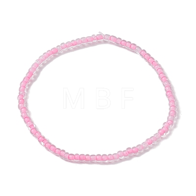 10Pcs Pink & White Rondelle Glass Seed Beaded Stretch Bracelet Sets BJEW-JB10419-1