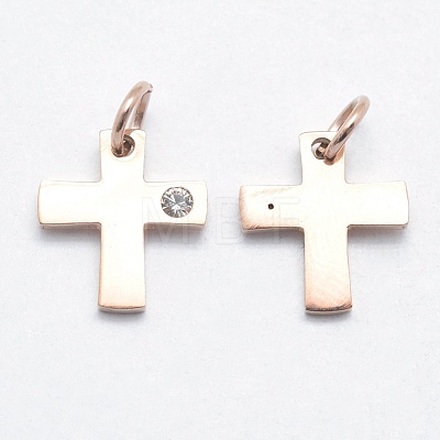 316 Surgical Stainless Steel Tiny Cross Charms STAS-J038-03RG-1