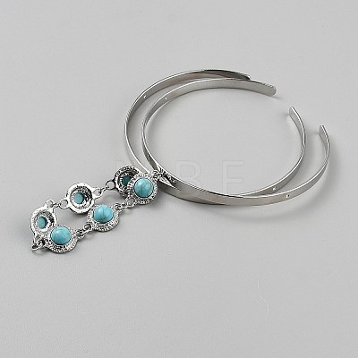 Alloy Upper Arm Open Cuff Bangles for Women BJEW-WH20012-02P-1