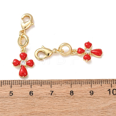 Cross Brass Micro Pave Cubic Zirconia and Enamel Pendant Decoration KK-T083-01E-G-1