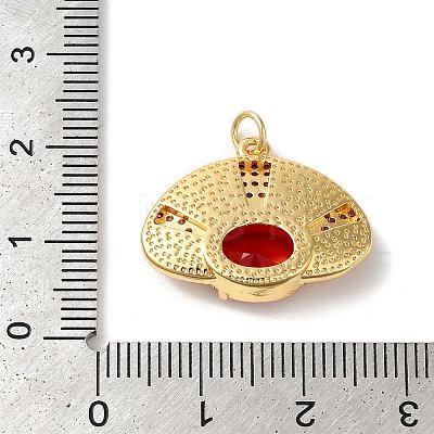 Rack Plating Brass Micro Pave Cubic Zirconia Pendants KK-U022-14G-01-1