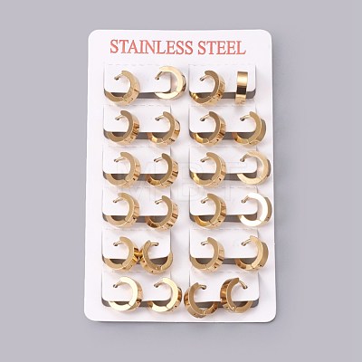 304 Stainless Steel Huggie Hoop Earrings EJEW-O087-09A-1