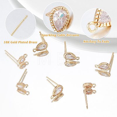 12Pcs 2 Style Brass Stud Earring Findings KK-CN0001-92-1