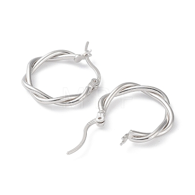 Rhodium Plated 925 Sterling Silver Hoop Earrings EJEW-K258-15C-P-1