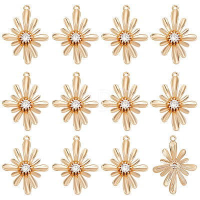 14Pcs Brass Pave Clear Cubic Zirconia Connector Charms KK-BBC0007-34-1