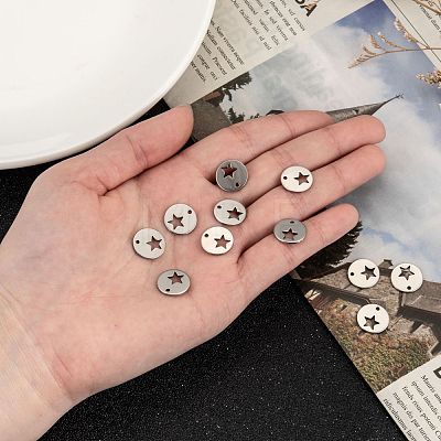 304 Stainless Steel Flat Round Charms STAS-R063-03-1