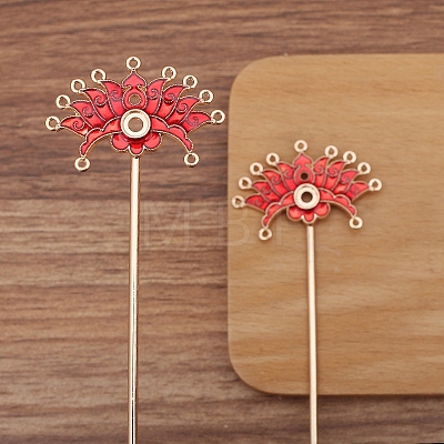 Flower Alloy Enamel Hair Stick Finding PW-WG8155A-01-1