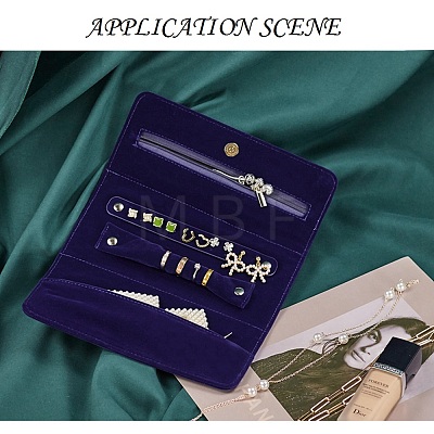 PVC Suede Fabric Travel Jewelry Organizer Roll Foldable Jewelry Case AJEW-I046-01-1