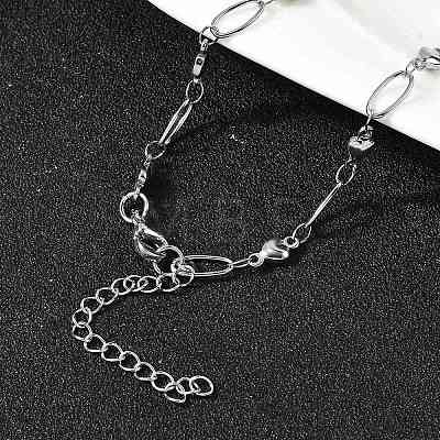 304 Stainless Steel Heart Link Chain Necklaces for Women NJEW-A046-02B-P-1