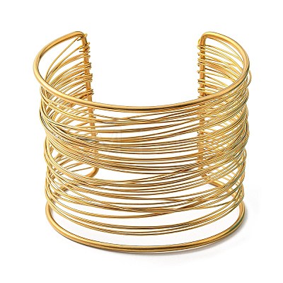 304 Stainless Steel Multi Line Cuff Bangles BJEW-E079-01G-1